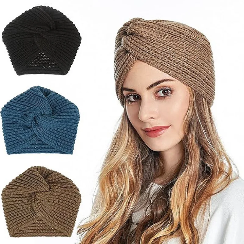 Nieuwe Dames Winter Hoeden Gebreide Slouchy Mutsen Wollen Muts Warme Tulband Hoofd Wraps Dikke Chemo Caps Voor Kanker Patiënt