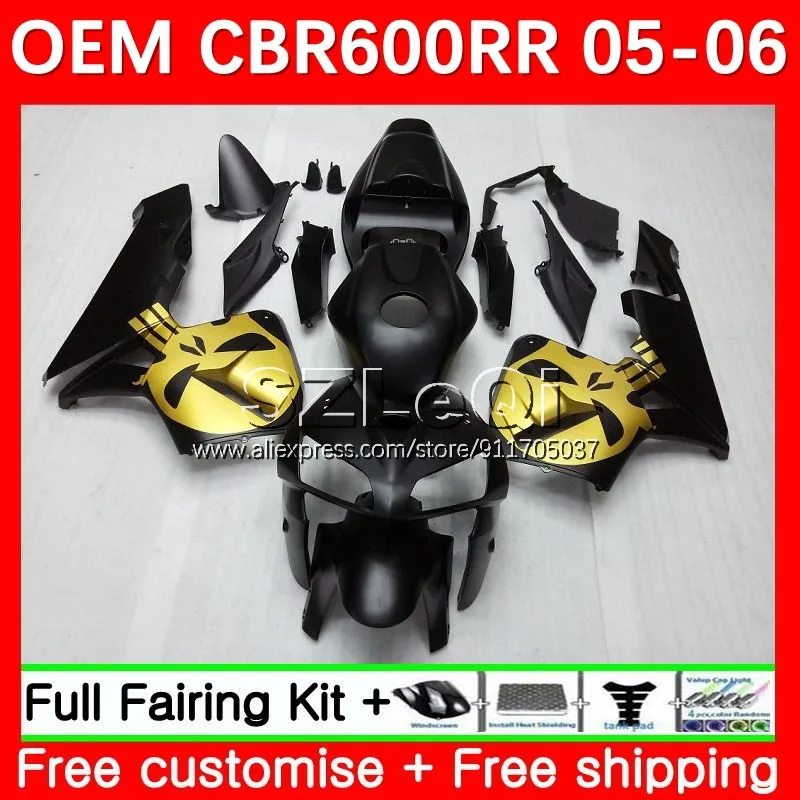 OEM Body + Decal For HONDA CBR600 CBR 600CC 600RR Skull Black 600 RR CC F5 05 06 37No.14 CBR600RR 2005 2006 Injection Fairings