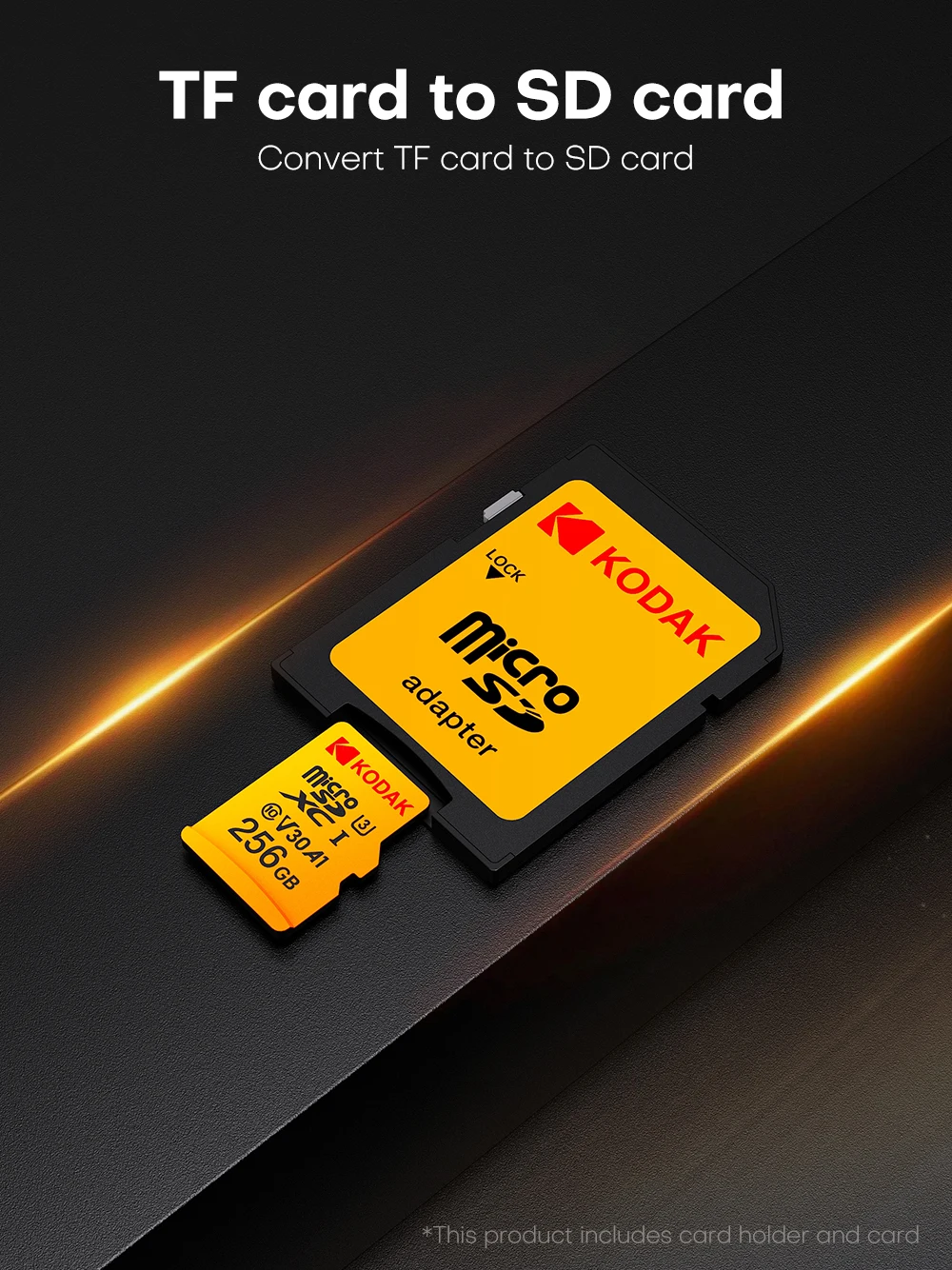 Kodak Original ​ ​ Micro SD Karte U3 Klasse 10 Hochgeschwindigkeits-Speicherkarte bis zu 100MB/s TF-Speicherkarte mit Adapter - Erhältlich in 32GB, 64GB, 128GB – Detail 2