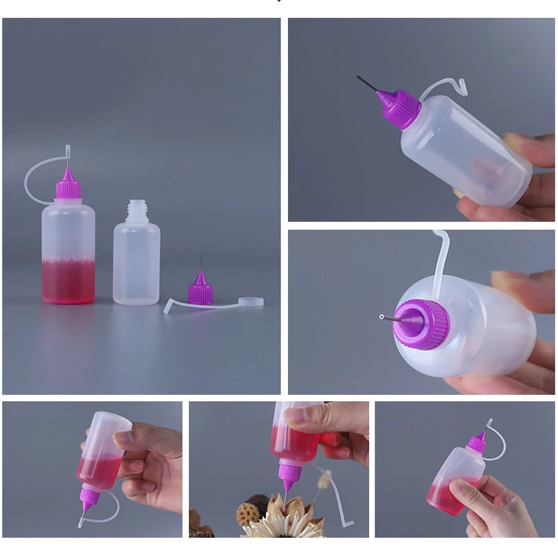 5PCS 3ml-120ml Plastic Squeezable Needle Bottles Eye Liquid Dropper Sample Drop Can Be Glue Ink Applicator Refillable Containers