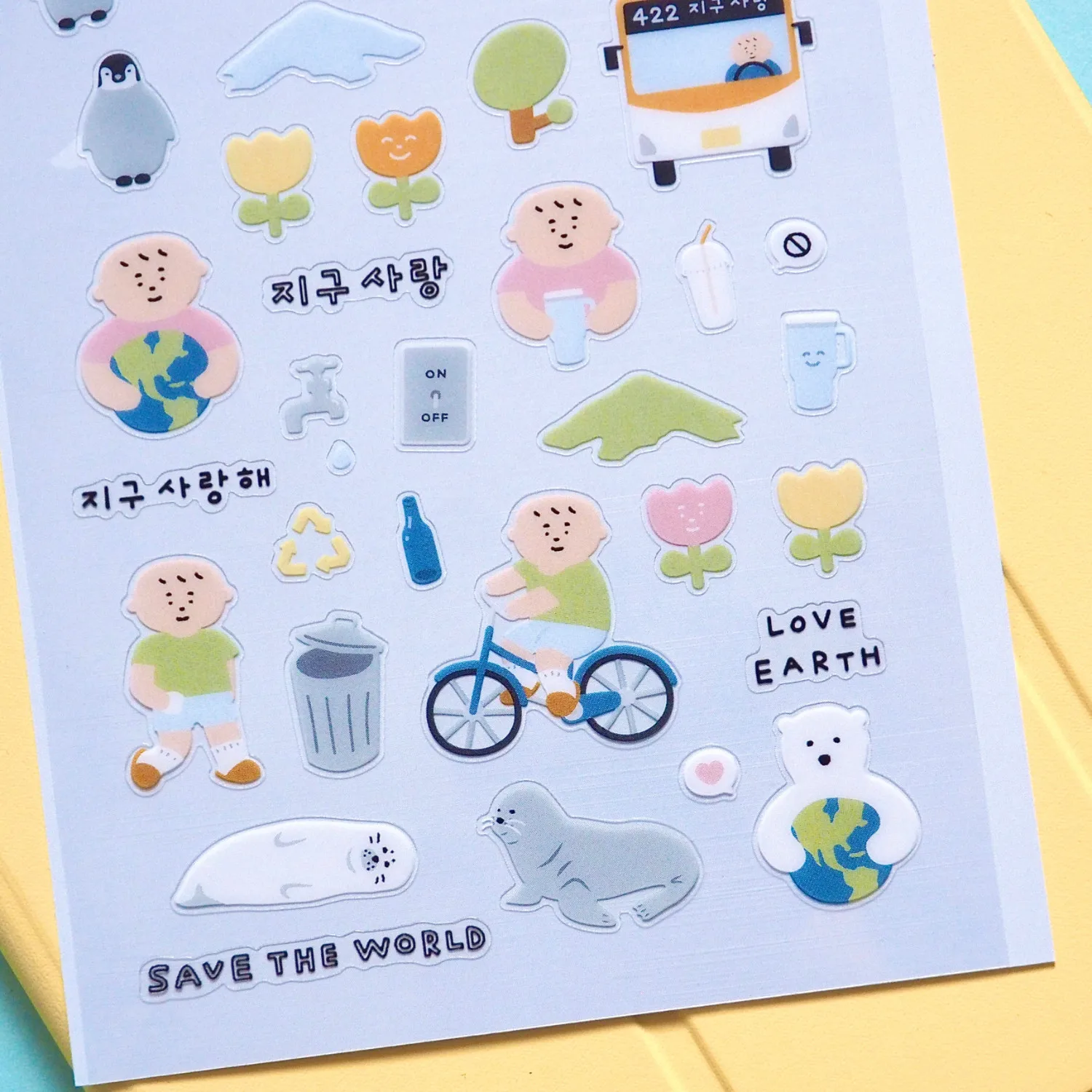 Korean Import Suatelier Save The Earth PVC Stickers Scrapbooking Diy Journal Stationery Sticker Deco School Supply