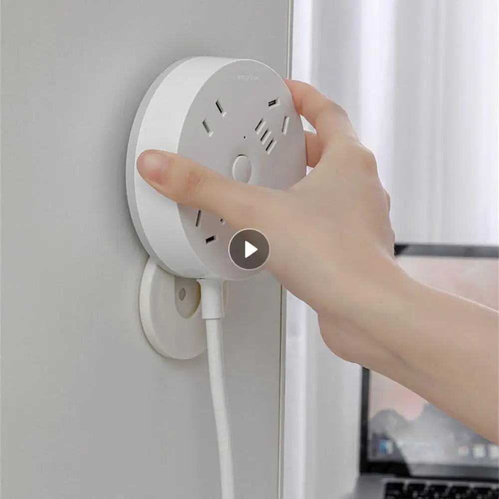 전원 스트립 홀더 플러그인 홀더 이음매 없는 탈착식 전원 코드 헤드 마감 브래킷 케이블 와이어 정리함 펀치 프리