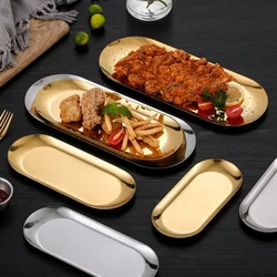 Stainless Steel Gold Dining Plate Dessert Plate Nut Fruit Cake Tray Snack Kitchen Plate Western Steak Kitchen Plate Dish