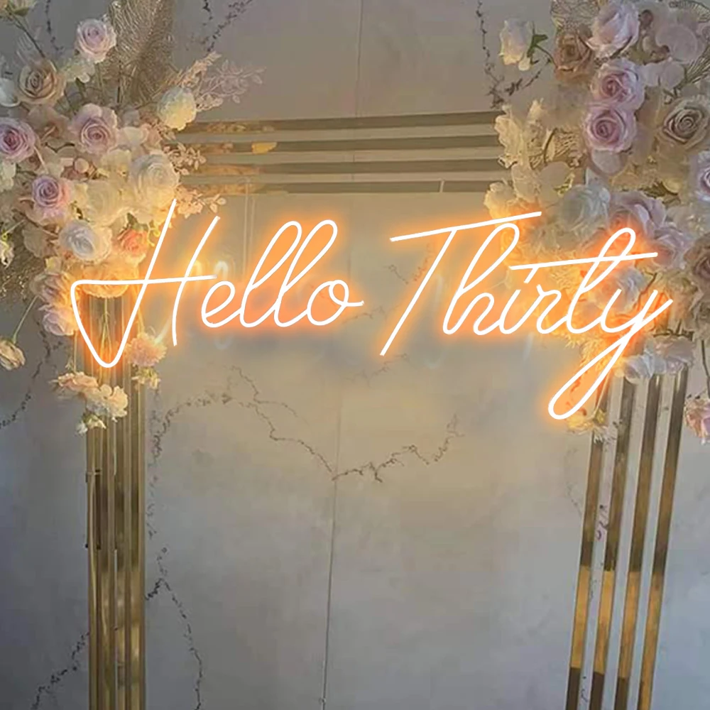 

Neon Sign Custom Hello Thirty 30th Birthday Neon Sign 30 x 12 inch Custom Neon Sign Wall Decor Happy Birthday Neon Sign Lights