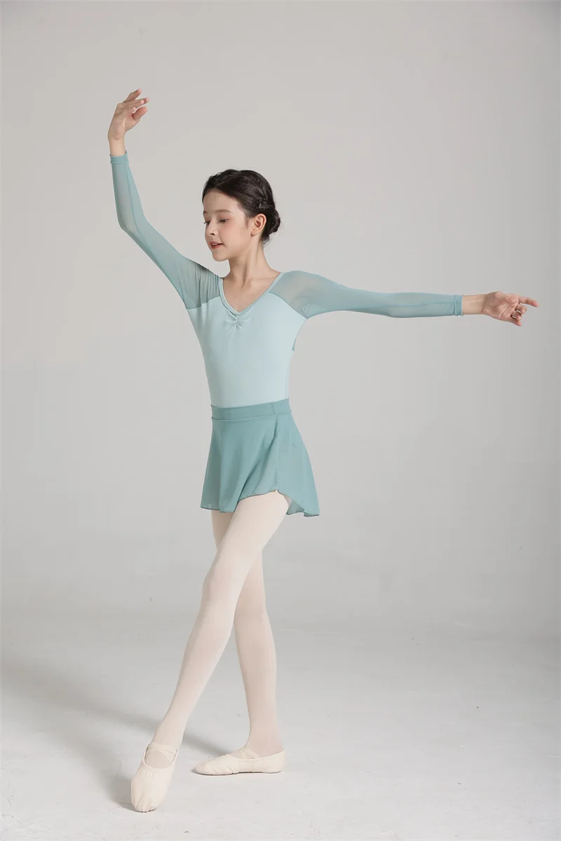 Heißer Verkauf billig hochwertige Kinder Mädchen Kinder tanz tragen hoch Spandex gewickelt Mesh Ballett röcke – Detail 29