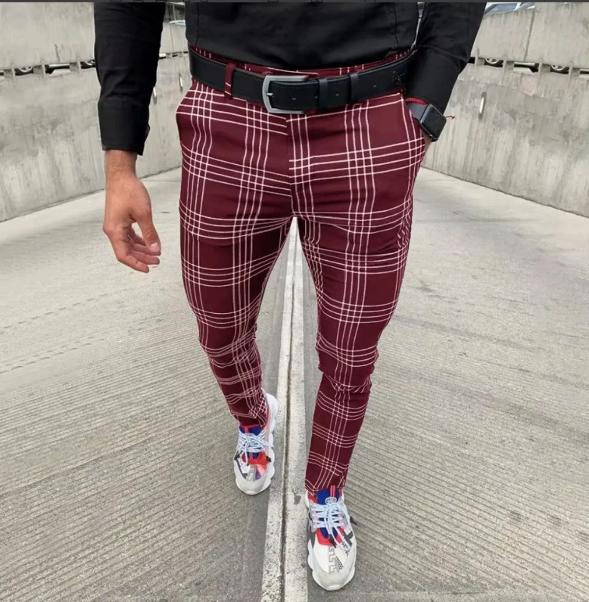 Men's 2025 Plaid Stripe Pants Casual Trousers Plus Size  Elastic Waist Comfort Fit Loose Fit Streetwear trousers