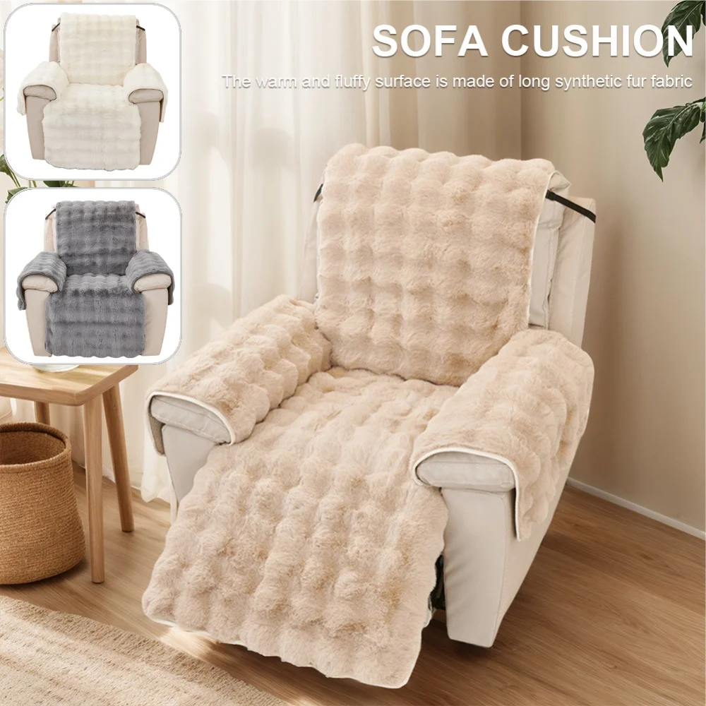 

Sofa Protector Cover Soft Plush Armchair Cover Washable Recliner Single Sofa Warm Cushion Thicken Warm Sofa Slipcover Padded