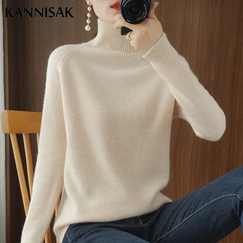 Women Sweater Turtleneck Autumn Winter Korean Solid Warm Pullovers Loose Casual Female Jumper Long Sleeve Bottoming Shirt Tops