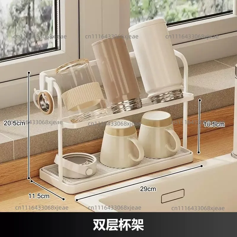 For Table Top Double-layer Cup Holder Upside Down Rack Tea Set Tea Cup Cup Storage Rack High Appearance Level