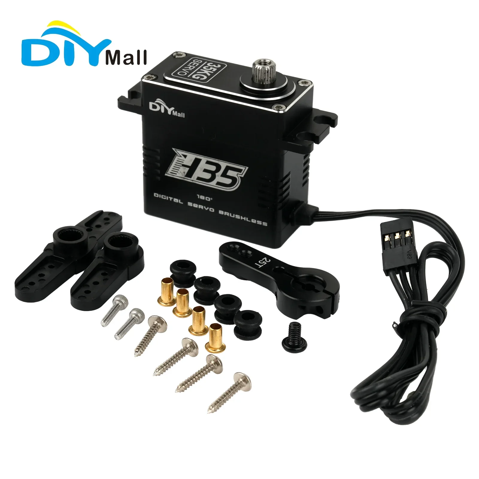 35kg High Torque Brushless Digital Servo Aluminum Case Steel Gear for 1/10 RC Car Robot with Precision Control and Durability
