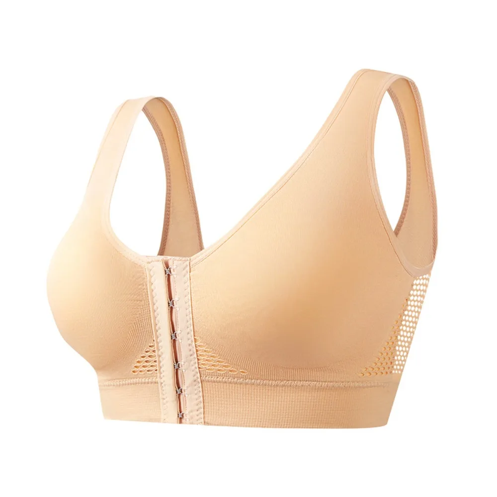 Reggiseno intimo anti-cedimento con fibbia anteriore senza fili con scollo a V profondo per donna Reggiseno push up cavo in rete antiurto per ragazze Lady