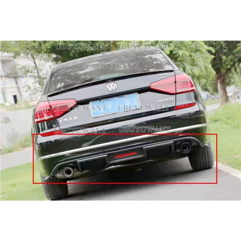 For Volkswagen Passat B7 2017-2018 ABS Black Rear Bumper Lip Trunk Spoiler Rear Diffuser Protector Car Styling view 3