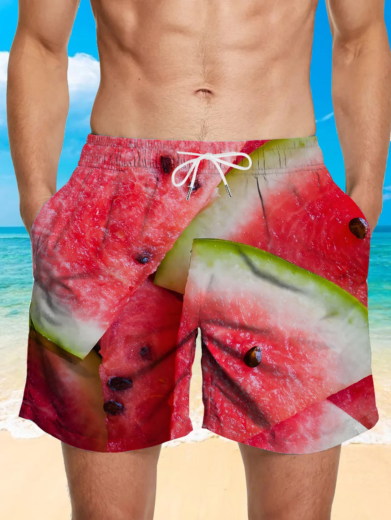 

Allover Digital Printing Board Shorts Men Quick Dry Polyester Casual Daily Shorts