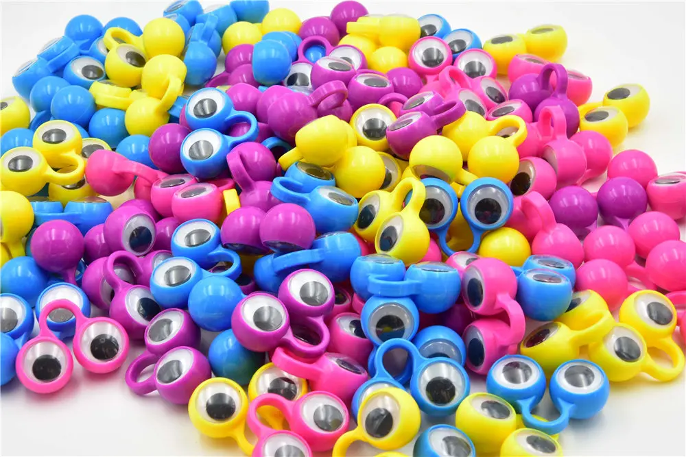10 sztuk / partia Plastikowe pierścienie Google Eye Finger Puppe z wiggle Eyes Spies na przyjęcie urodzinowe dla dzieci Gagi i praktyczne dowcipy Zabawka prezentowa