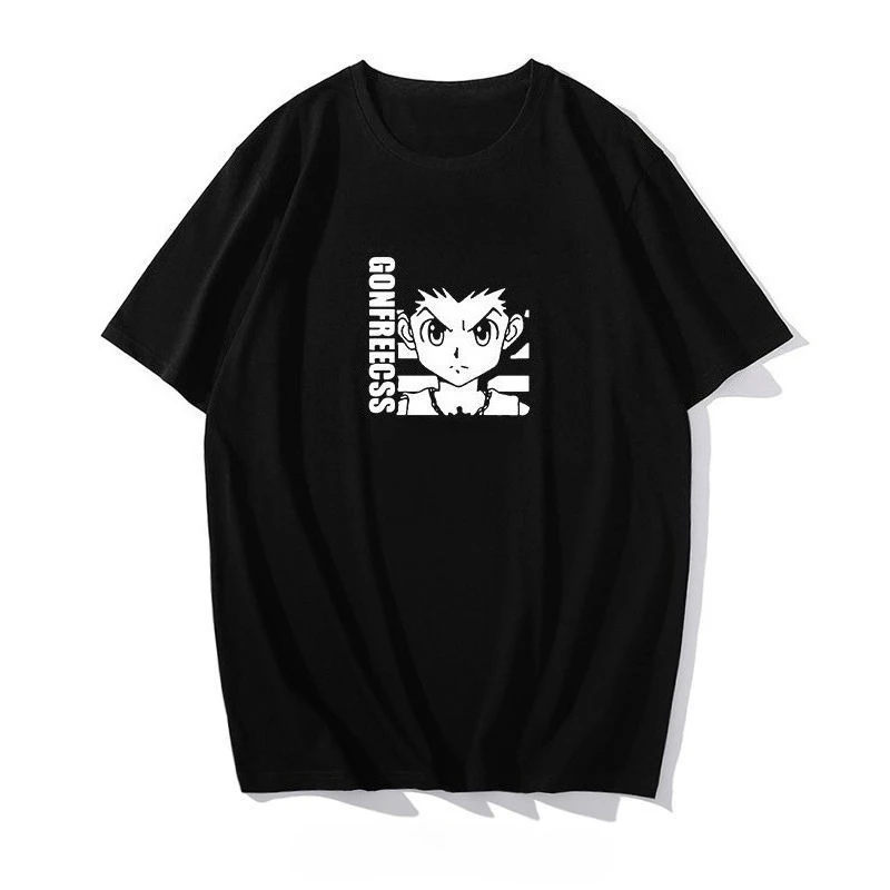 Hunterers Collaboration Kurzarm-T-Shirt Unisex bedrucktes Design Harajuku Kirito Kurapika Anime Y2K-Top im japanischen Stil