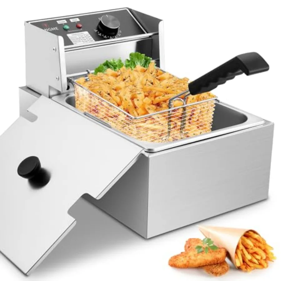 

10L/12.7QT 1700W Electric Deep Fryer with 0.7mm Thickened Stainless Steel Basket Countertop Oil Fryer for Home and Commercial U