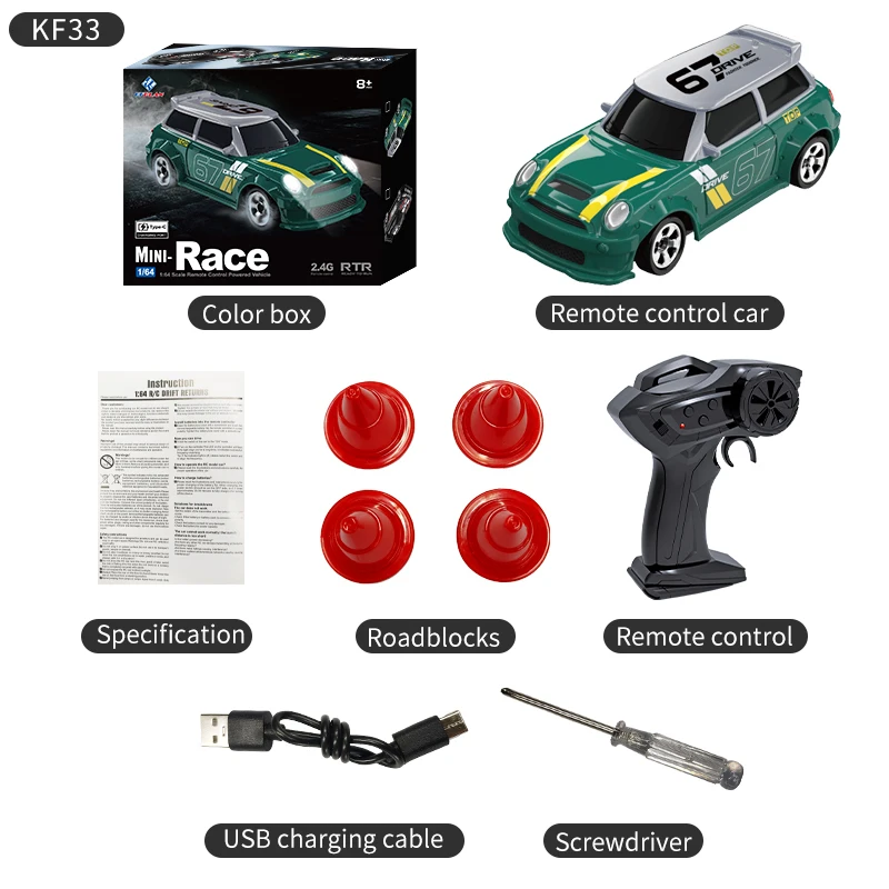 

KF33 Rc Drift Car 1/64 Mini Four Wheel Drive 2 4G Remote Control High Speed Racing Desktop Drift For Adult Hobby Enthusiasts