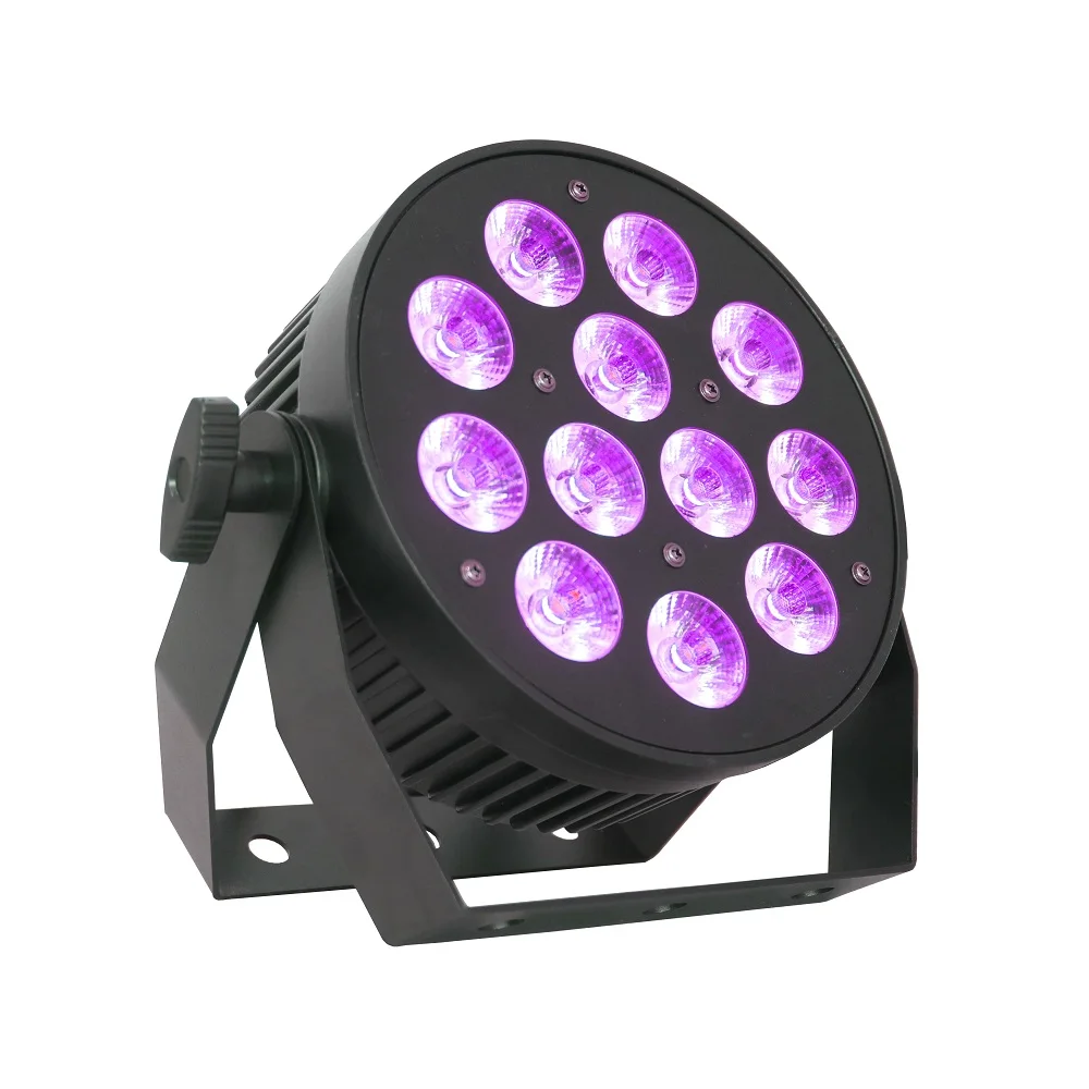 high power 12x10w 6in1 cheap offer factory price slim flat dmx ktv club dj disco par can light