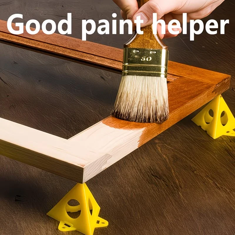 Multi-Functional Yellow Plastic Pyramid & Triangle Painting Elevation Stands, Detachable Non-Stick Design, for DIY Handicraft