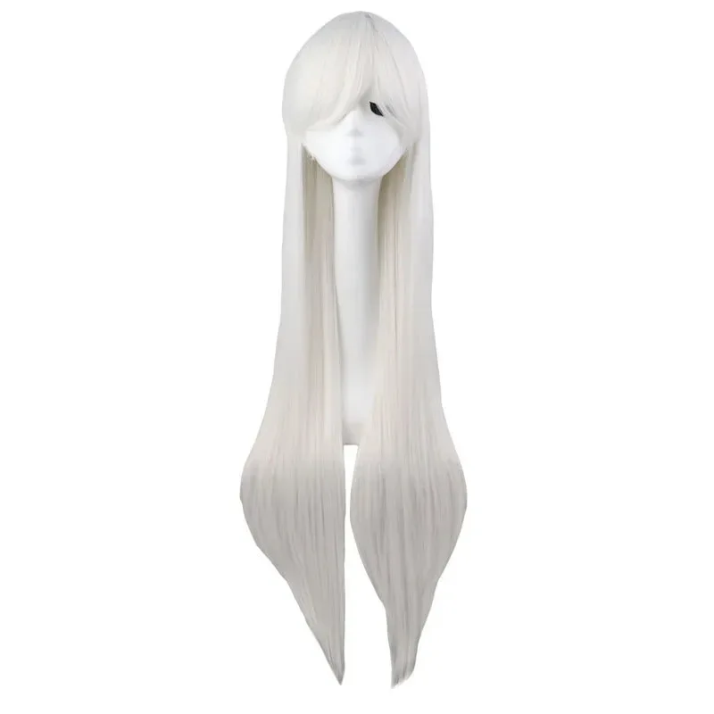 2025 aaa QQXCAIW Long Straight Cosplay Wig Purple Black Red Pink Blue Dark Brown 100 Cm Synthetic Hair Wigs