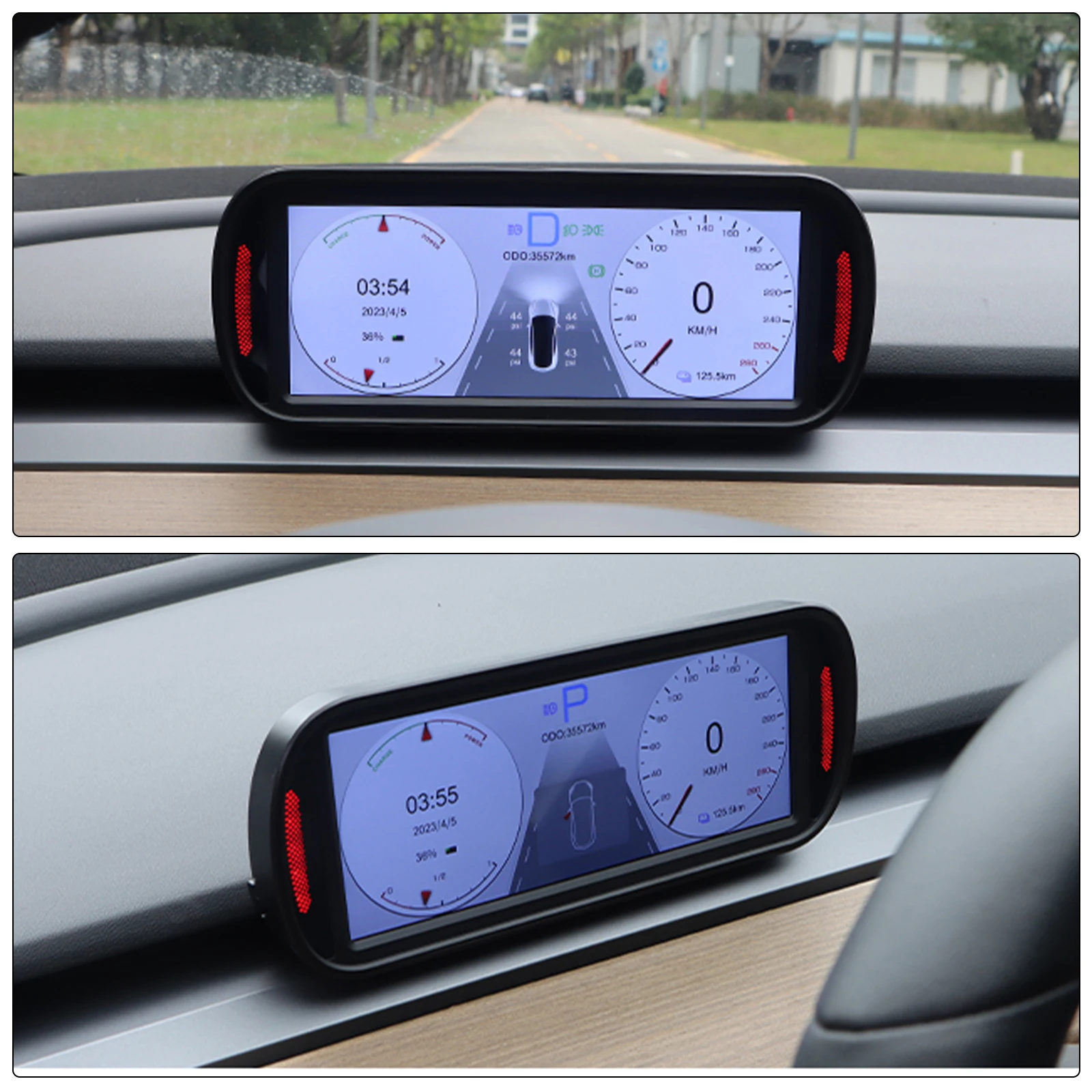 6.8-inch Dashboard Left/Right Turn Signals Total Mileage Speed Real Time Display Fit for CarPlay and Android Auto Intelligent Dashboard for Model Y 2019-2025  for Model 3 2021-2025