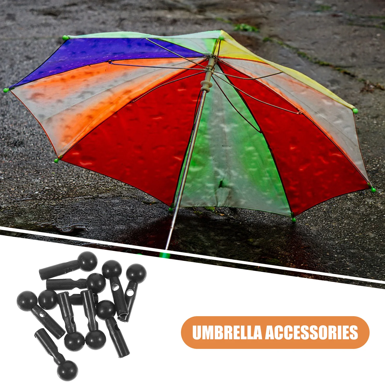 

10Pcs Umbrella Beads Replacement Heavy Duty Waterproof Accessories for Umbrella Repair Decorative Tail Bone Covers Compatible
