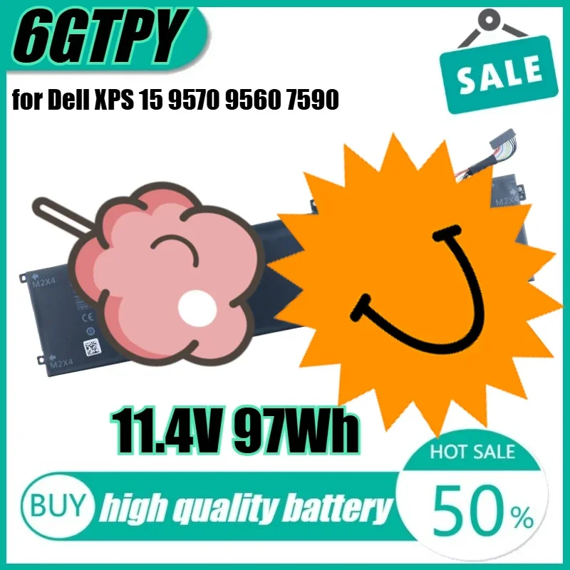 

11.4V 97Wh 6GTPY Laptop Battery for Dell XPS 15 9570 9560 7590 9550 Precsion 5530 5510 5520