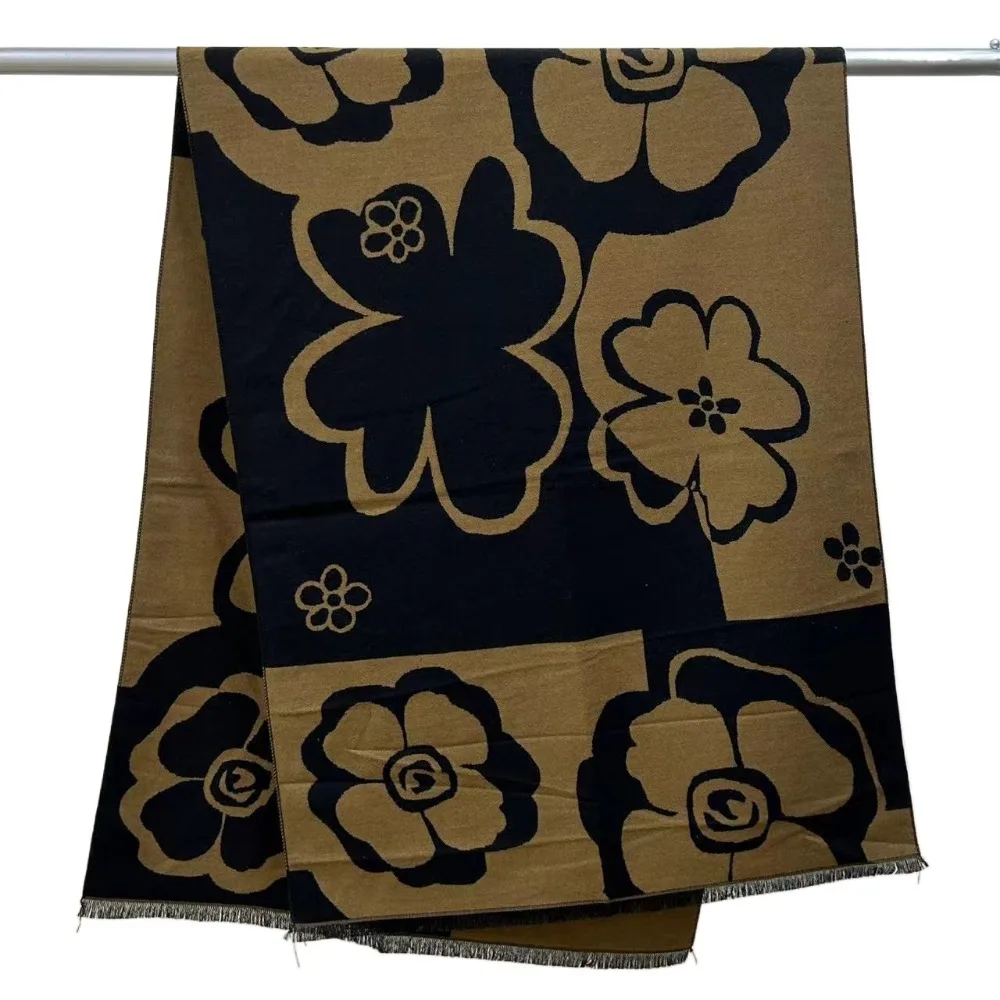 

Уютный роскошный кашемировый шарф, теплая мягкая зимняя шаль, толстый цветочный узор, Echarpe Femme, женский зимний сезон, модный аксессуар