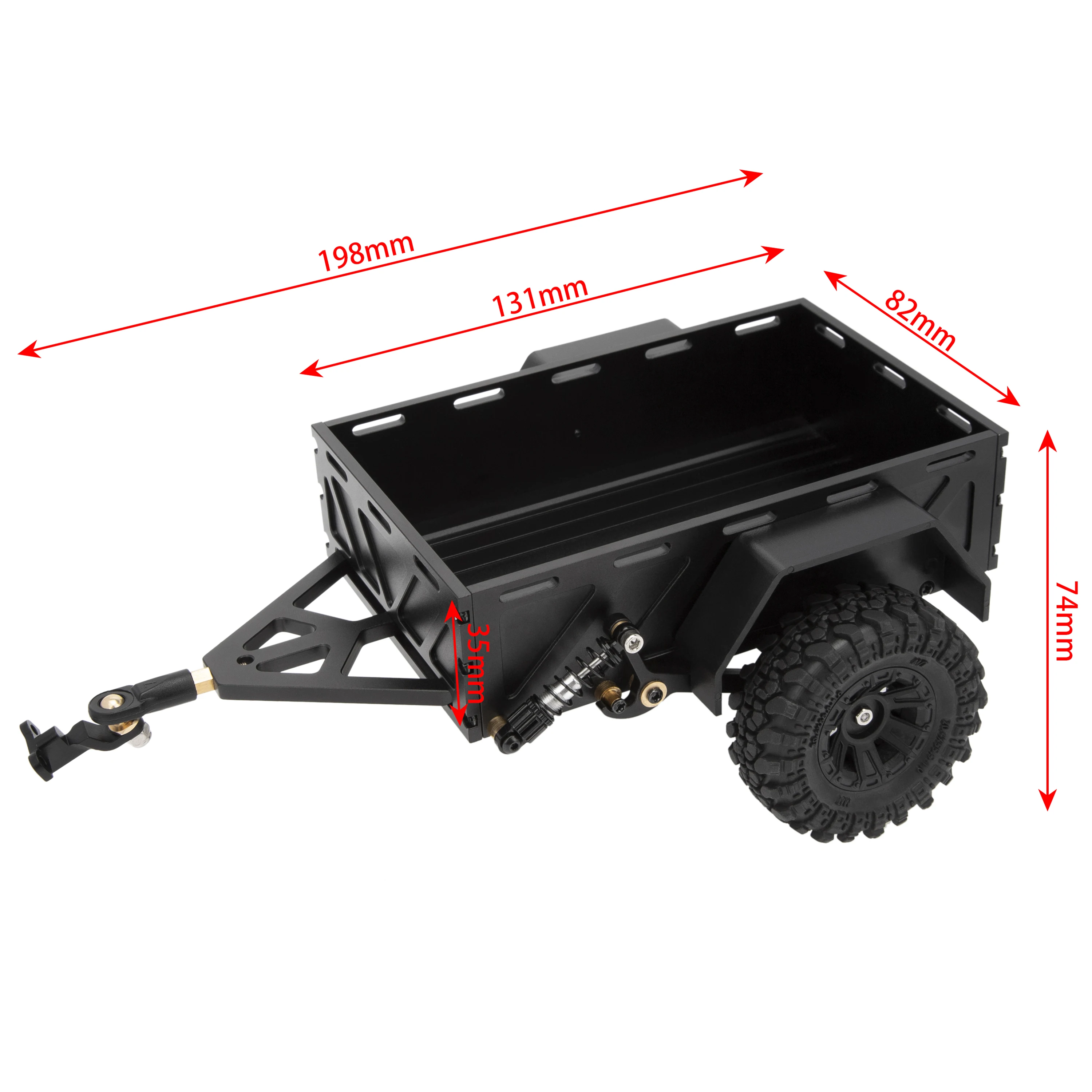 MEUS RACING Utility Trailer Car with Hitch for TRAXXAS TRX-4M TRX4M 1/18 RC Crawler Car Upgrade Parts