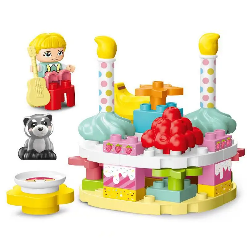 45pcs/set Creative Happy Birthday Cake Series Large Particle Building Blocks Early Education Puzzle Toys For Kids Christmas Gift
