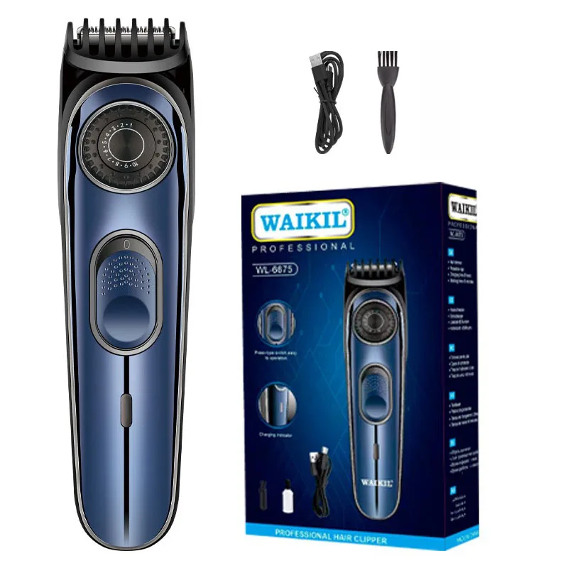 Waikil ที่ตัดขนไฟฟ้าอเนกประสงค์สำหรับผู้ชายชาร์จได้แบบพกพา USB ที่ตัดขนหัวผมและเครื่องเล็มหนวด