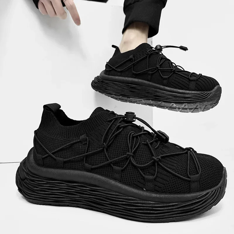 

2025 New Men's Shoes Lightweight Fly Weave Designed Shoes Breathable Mesh Flat Bottom Comfortable Fashion Trend Casual Sneakers