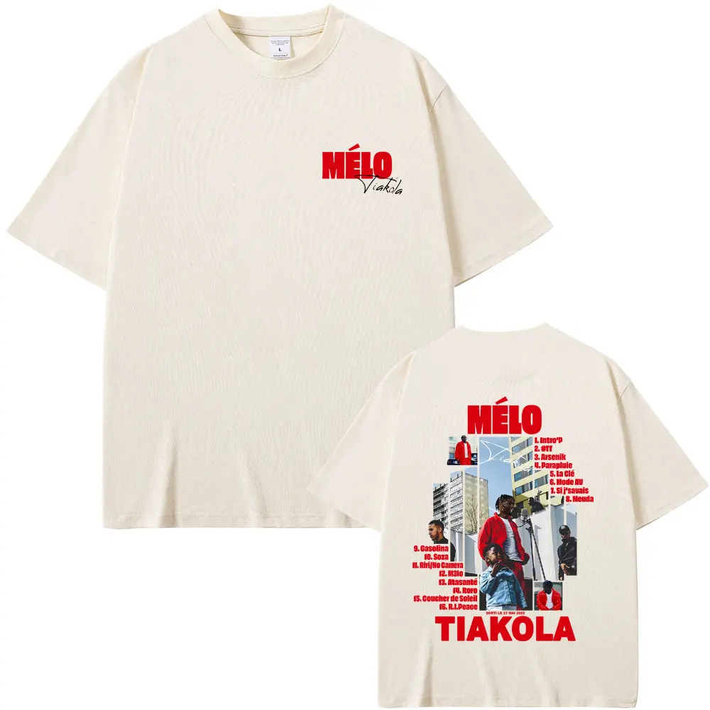 

French Rapper Melo Tiakola Graphic T-shirt Men Women Hip Hop Pop Music T Shirts Men's Casual Cotton Vintage T-shirts Streetwear