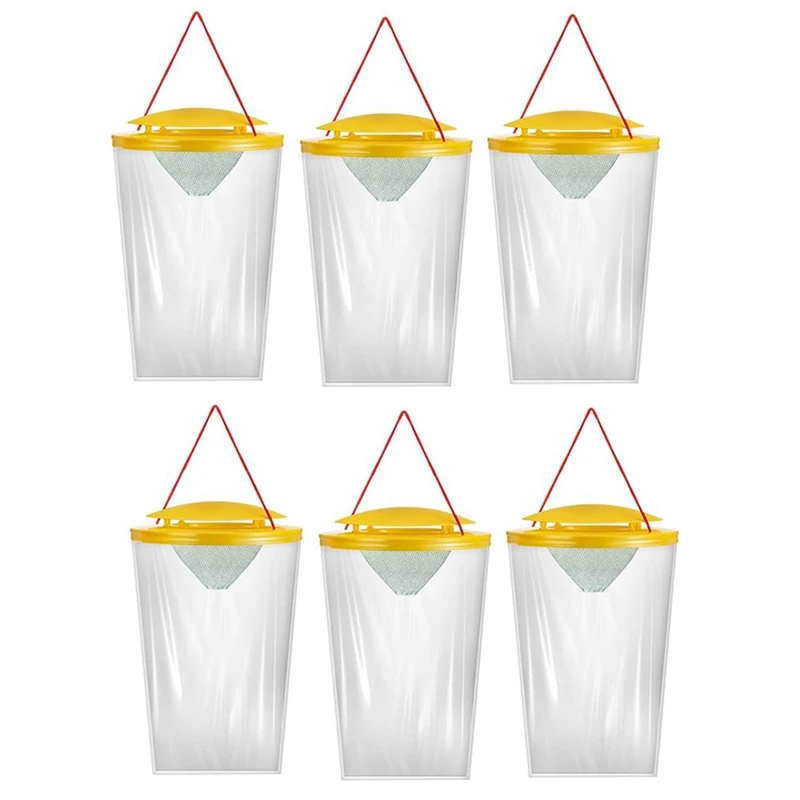 6 Pack Fly Traps Outdoor, Disposable Hanging Flies Trap Fly Trap Bag Catcher For Outside Farms, Chicken Coops, Stables