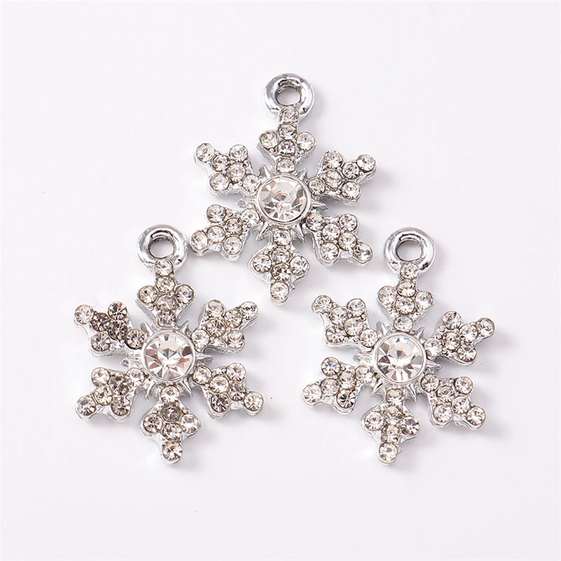 Duarte 20 Teile/los Nette Kristall Legierung Weihnachten Schneeflocken Charms Anhänger für Schmuck Machen DIY Halsketten Ohrringe Zubehör – Detail 4