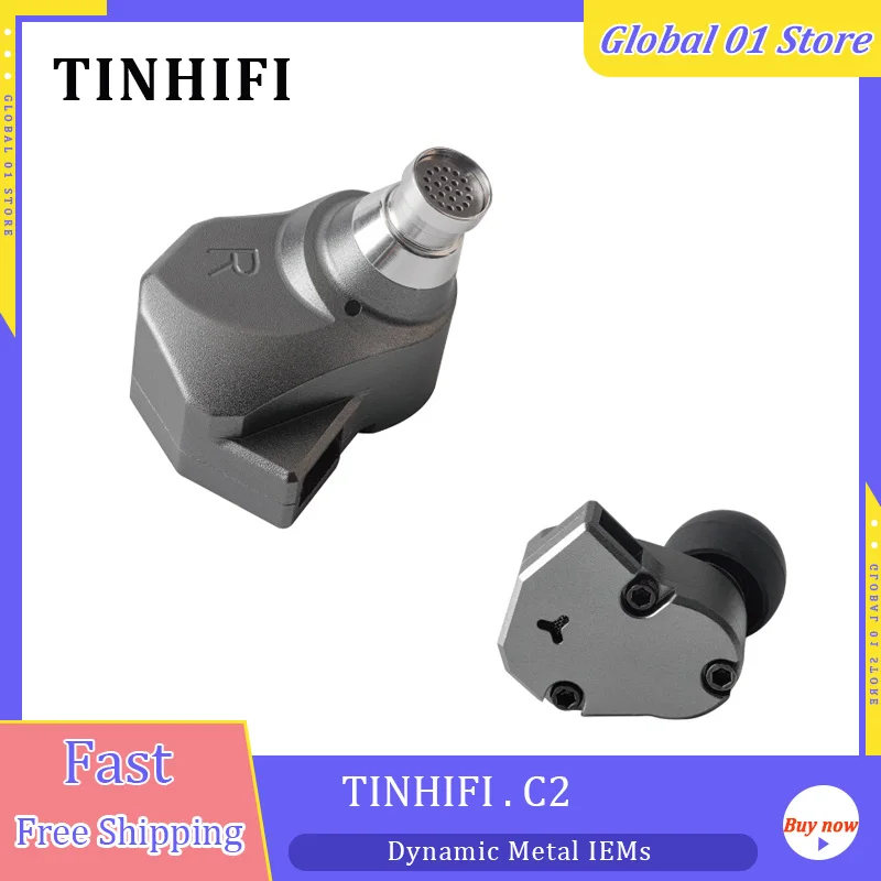 TINHIFI-auriculares intrauditivos C2 con cable dinámico, cascos deportivos con Monitor de Metal, HiFi, estéreo, cancelación de ruido, graves, música