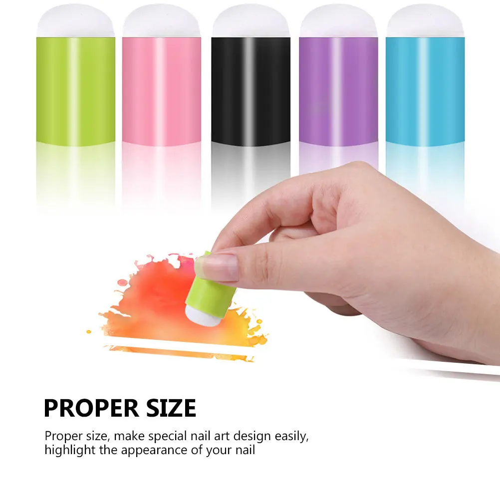 

10Pcs Nail Art Sponge Blocks Round Replacement Heads for Gradient Nails Easy Clean Reusable Manicure Accessories Home and Studio