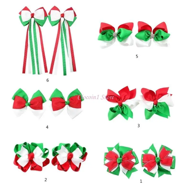 

Y1UB 2Pcs Festival Hair Bows Themed Hair Clip Christmas Party Hair Accessories Set