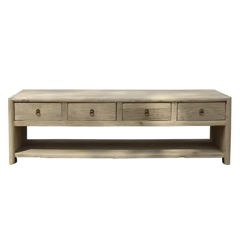 2026 New Product Distressed Reclaimed Wooden Center Coffee Table With Drawers