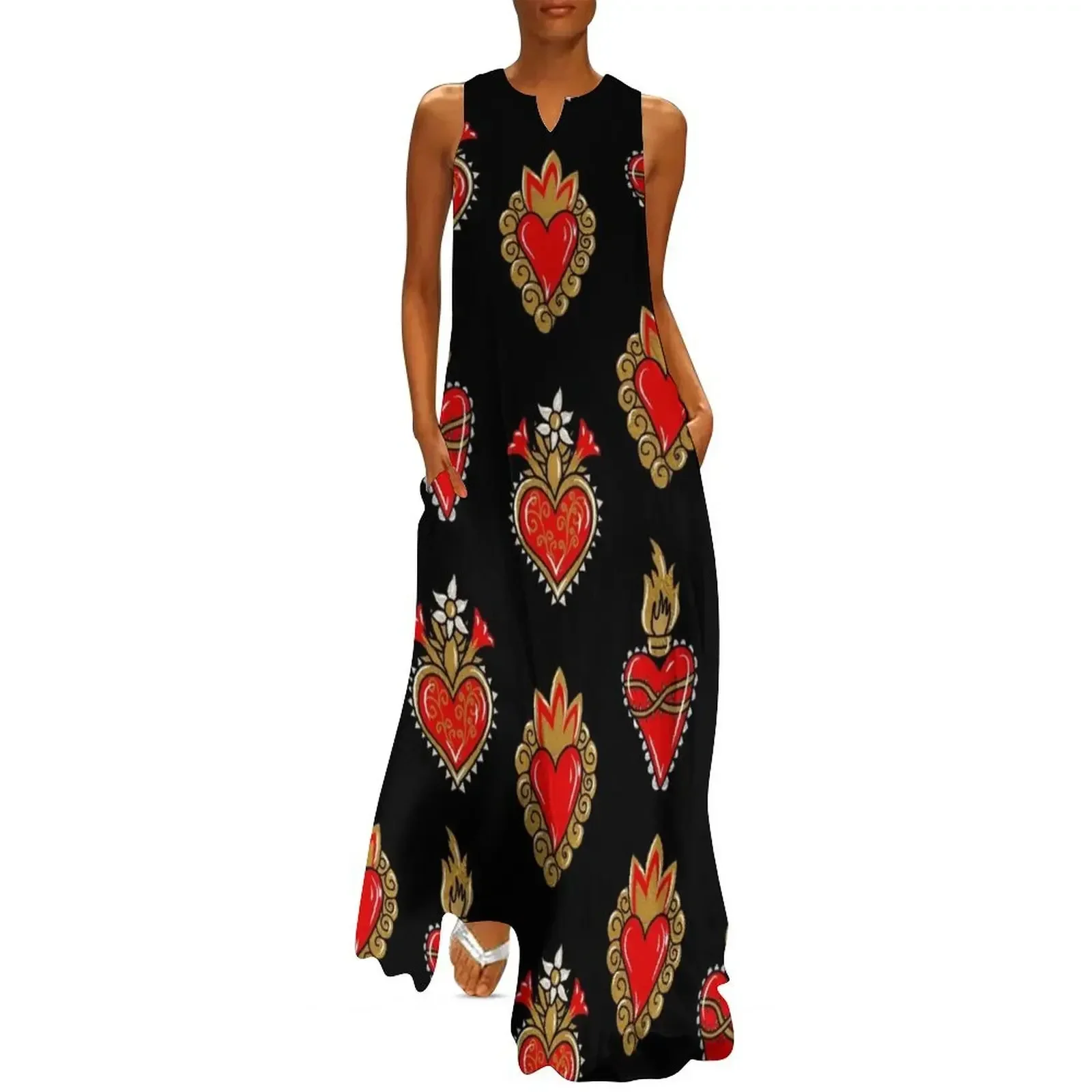 

Sacred Heart Print Long Dress Women's dresses dress summer dress womens 2025 dresses women summer 2025