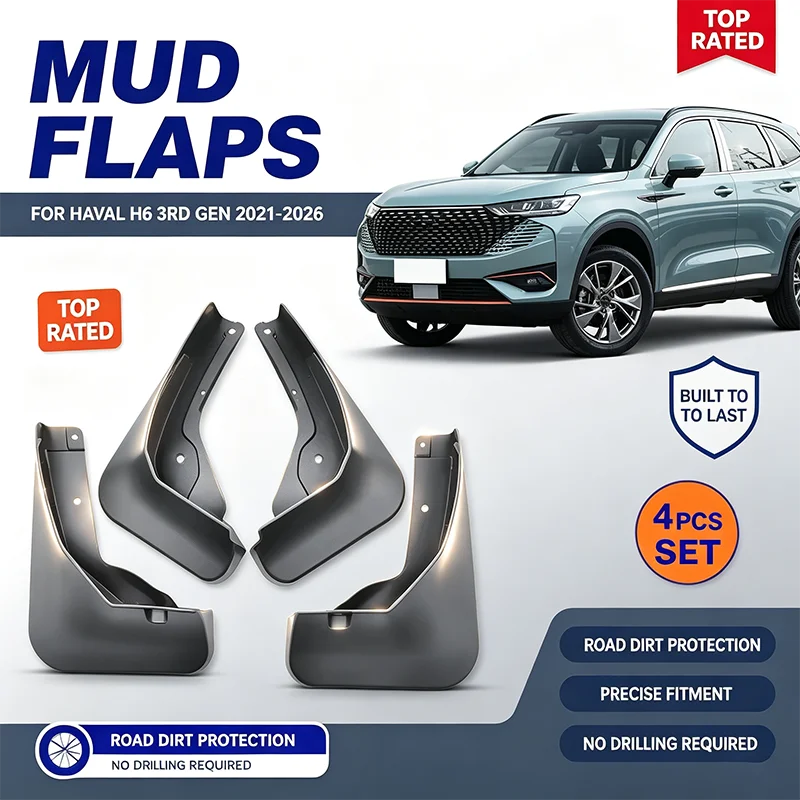 For Haval H6 3rd Gen 2021-2026 4PCS Mud Flaps Splash Guards Front Rear Wheel Fender Mudguards Car Exterior Protection Parts