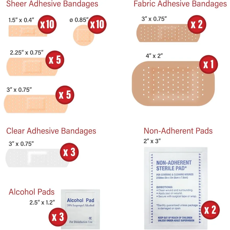 500点入り救急セット、各12個の個別ボックス入り（各ボックスに42個のアイテム入り）、車、自宅、学校、オフィス、軽傷、擦り傷などに最適