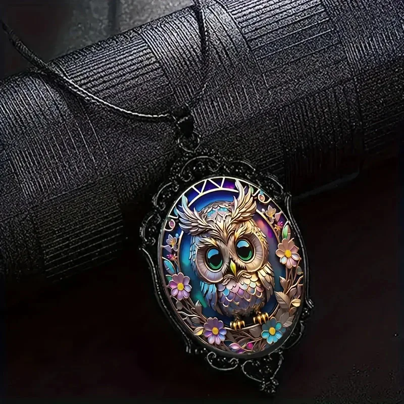 Popular Fashion, Simple Black Lace Base, Oval Glass Pendant Necklace Strap, Customizable Pattern, Wholesale Available