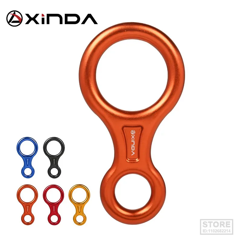 XINDA Rock Climbing 8-Shape Eight Ring Abseiling Device 45KN Descender Belay Rappelling Carabiner Outdoor Downhill Descent Kit