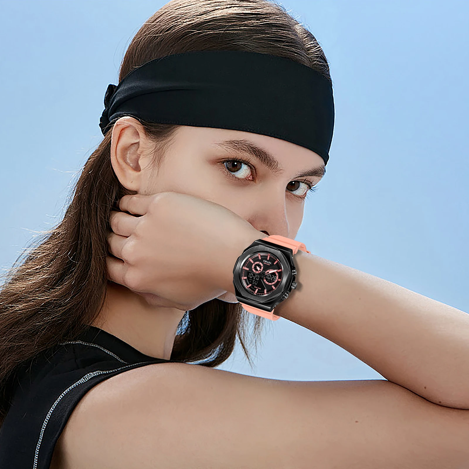 Women Sport Watches Quartz Wristwatchesk Girls Watches  Dual Tiem 50M Waterproof Watches Female 8102 Shockproof Sports Watches