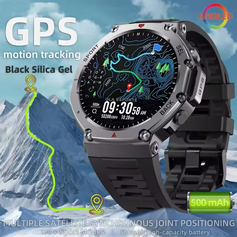 

GPS Smart Watch AMOLED 5ATM Waterproof Built-in Dual-band GNSS Compass Military Sport Fitness Smartwatch Men New for Xiaomi 2025