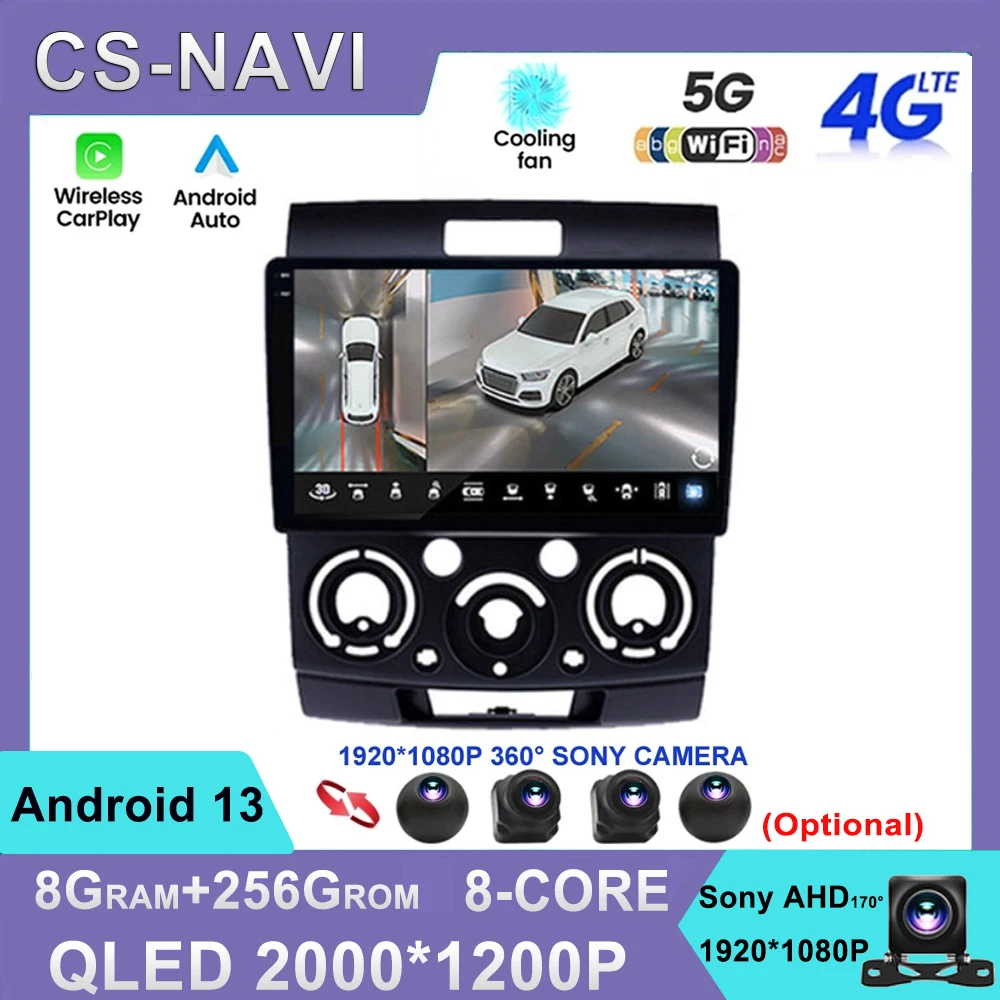 

For Ford Everest Ranger Mazda BT50 BT-50 2006-2011 Radio QLED Screen Multimedia Player Autoradio Head Unit Android 13 Car Stere