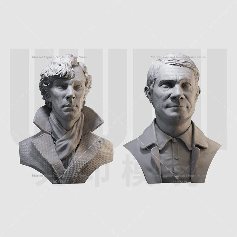 

1/16 1/10 Scale Holmes Watsonr Victorian Era Consulting Detective DIY Self-assembled GK 3D Resin Un-panited White Bust Dolls
