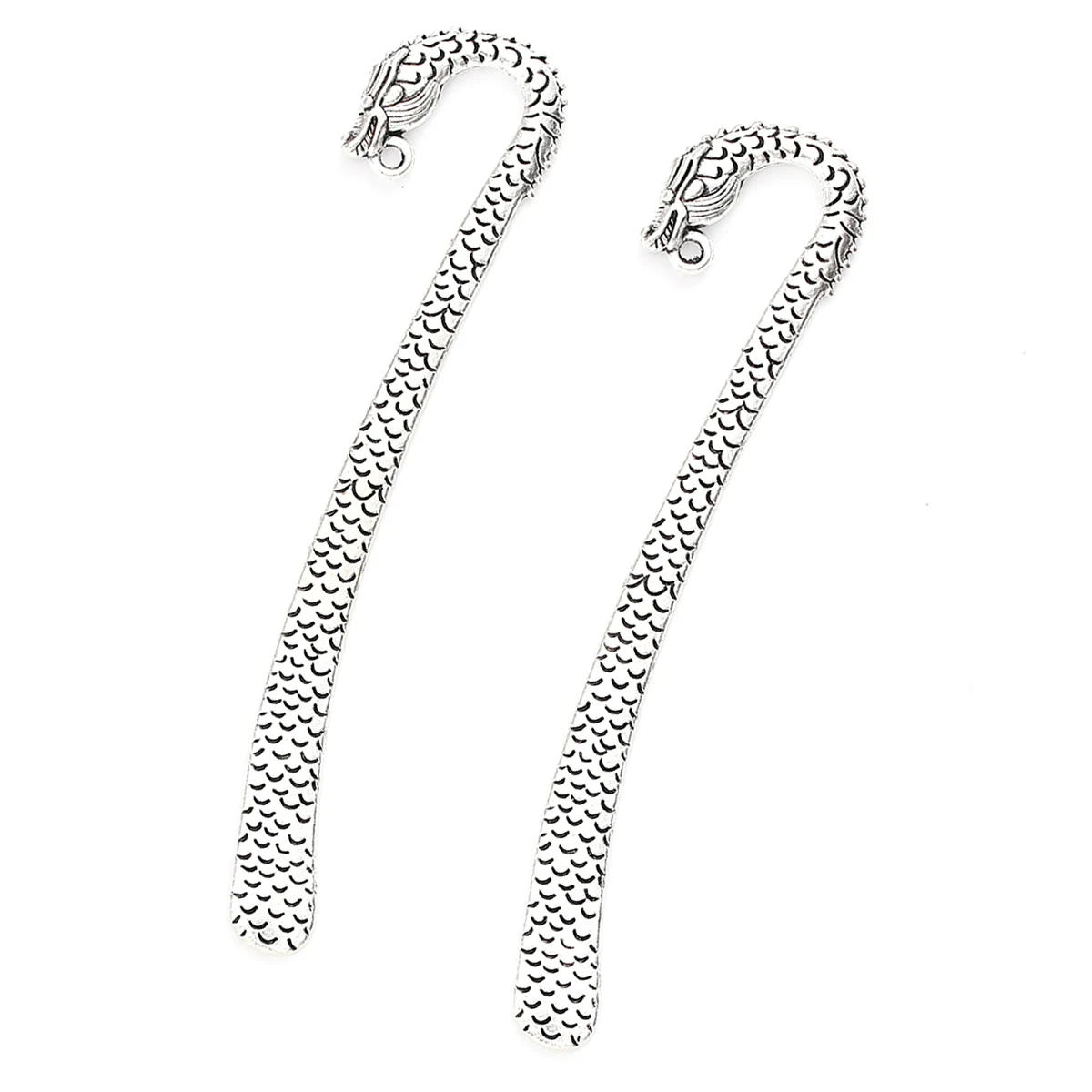 50Pcs Bookmarks Loop Dragon Animal Silver Bronze Tone Metal For Book Reading Jewelry DIY Accessories 121x26mm