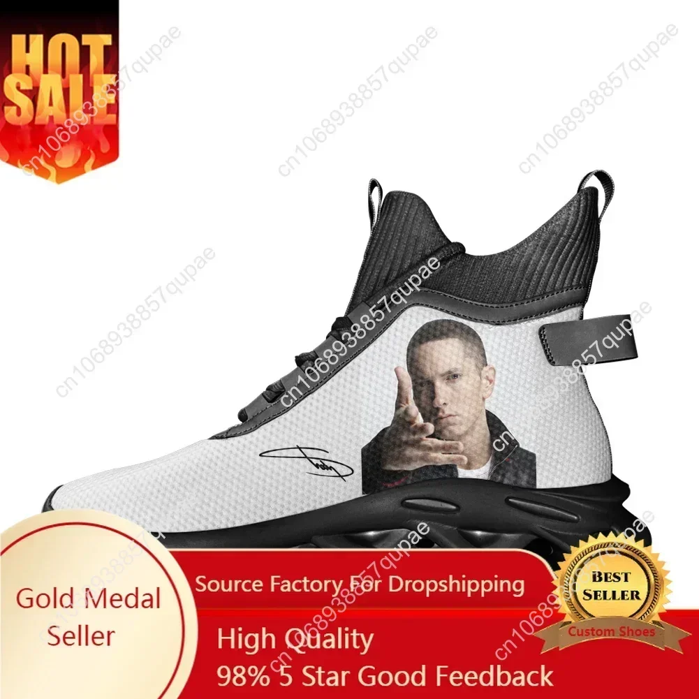 

Eminem High Top Flats Sneakers Rock Singer Men Women Sports Running Shoes High Quality Sneaker Lace Up Mesh Footwear Custom Shoe